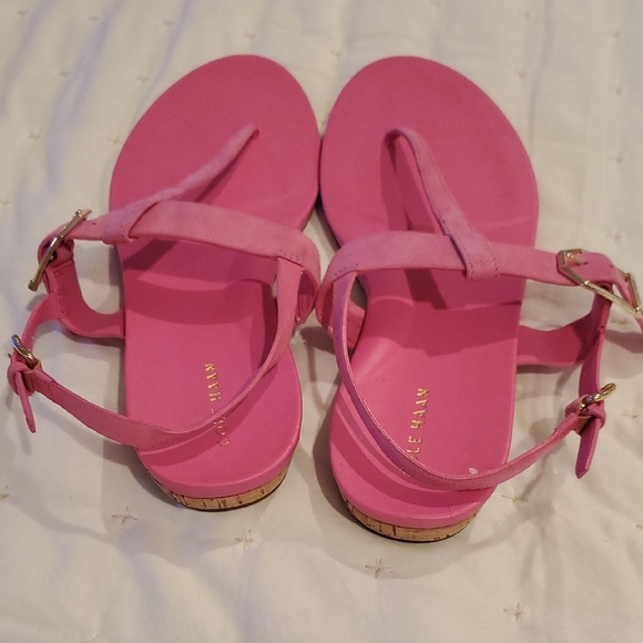 NWT Cole Haan Francine Demi Wedge Pink T-Strap Sandals/Adjustable Buckle (31) - Picture 4 of 10